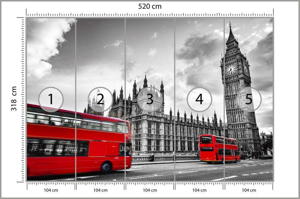 Photomural London Black And White Washable Fleece 520x318