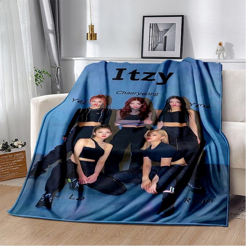 3D KPOP ITZY Star Soft Plush Blanket,Flannel Throw Blanket for Living Room Bedroom Bed Sofa Cover Gift
