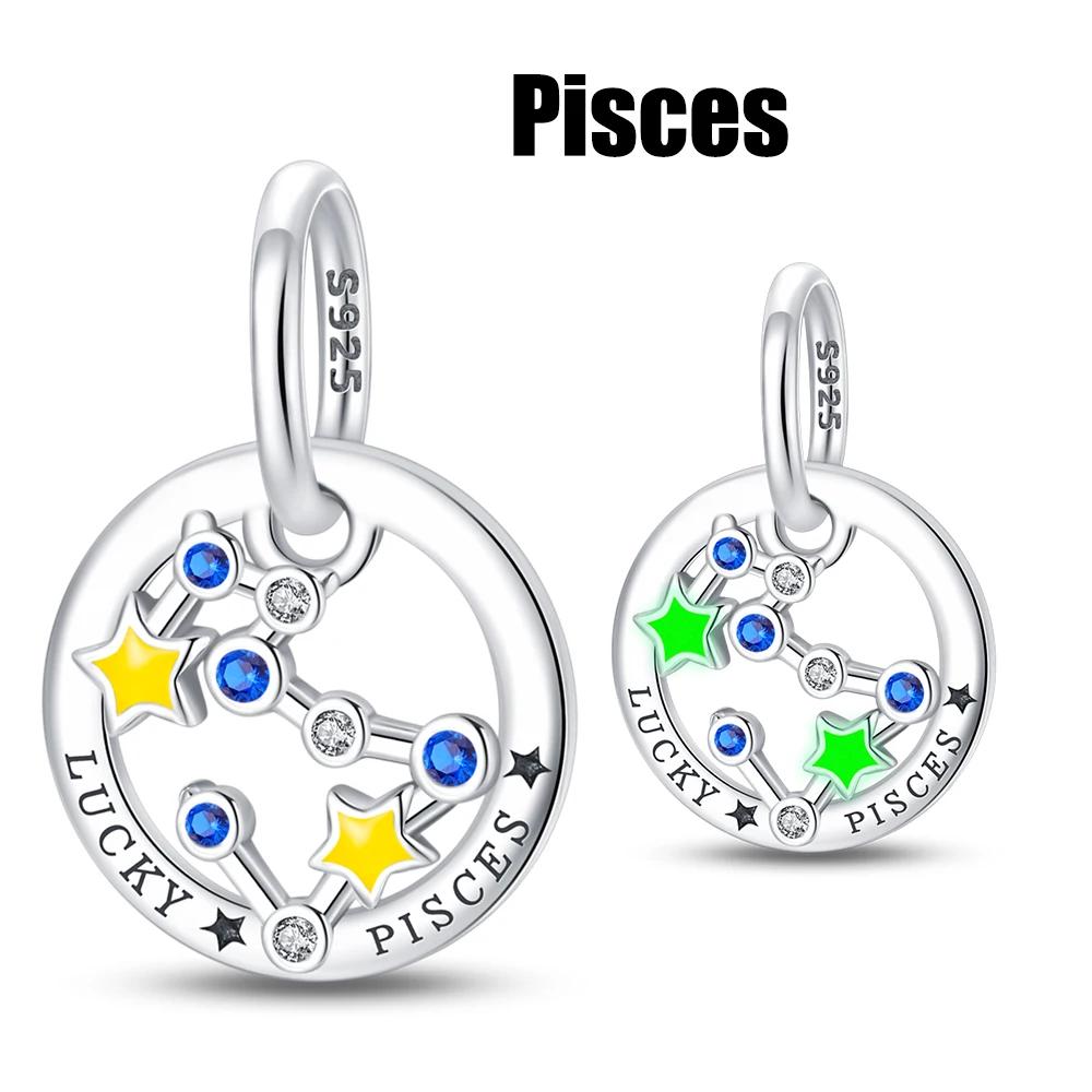 Charms Copper Luminous 12 Constellation Product Series Suitable For Bracelet Do-It-Yourself Women'S Pendant Charms For Jewelry Designing