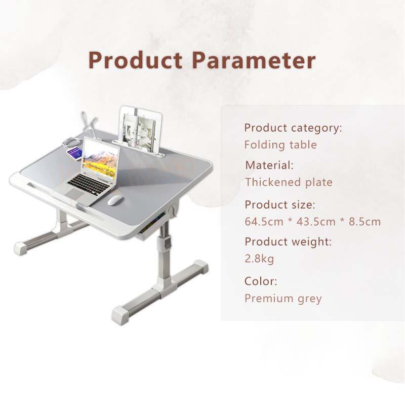Household Portable Laptop Desk Bedside Adjustable Notebook Stand Grey Foldable Lift Small Table
