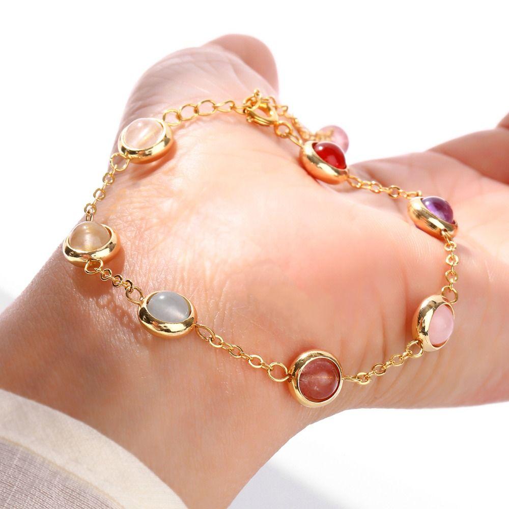 Adjustable Colorful Crystal Lucky Bracelet Rainbow Candy Beads Bangle  Wedding Party Gift