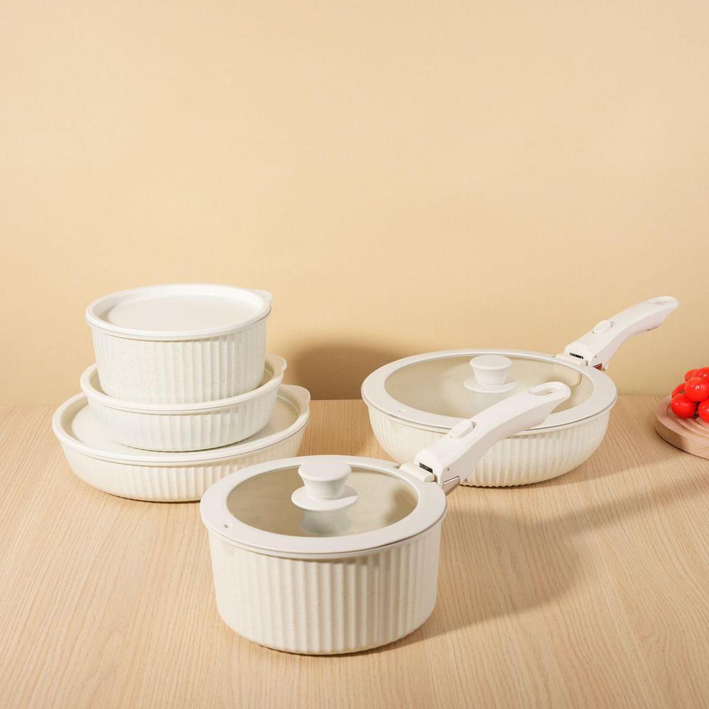 16-Piece Non-Stick Cookware Set with Detachable Handles