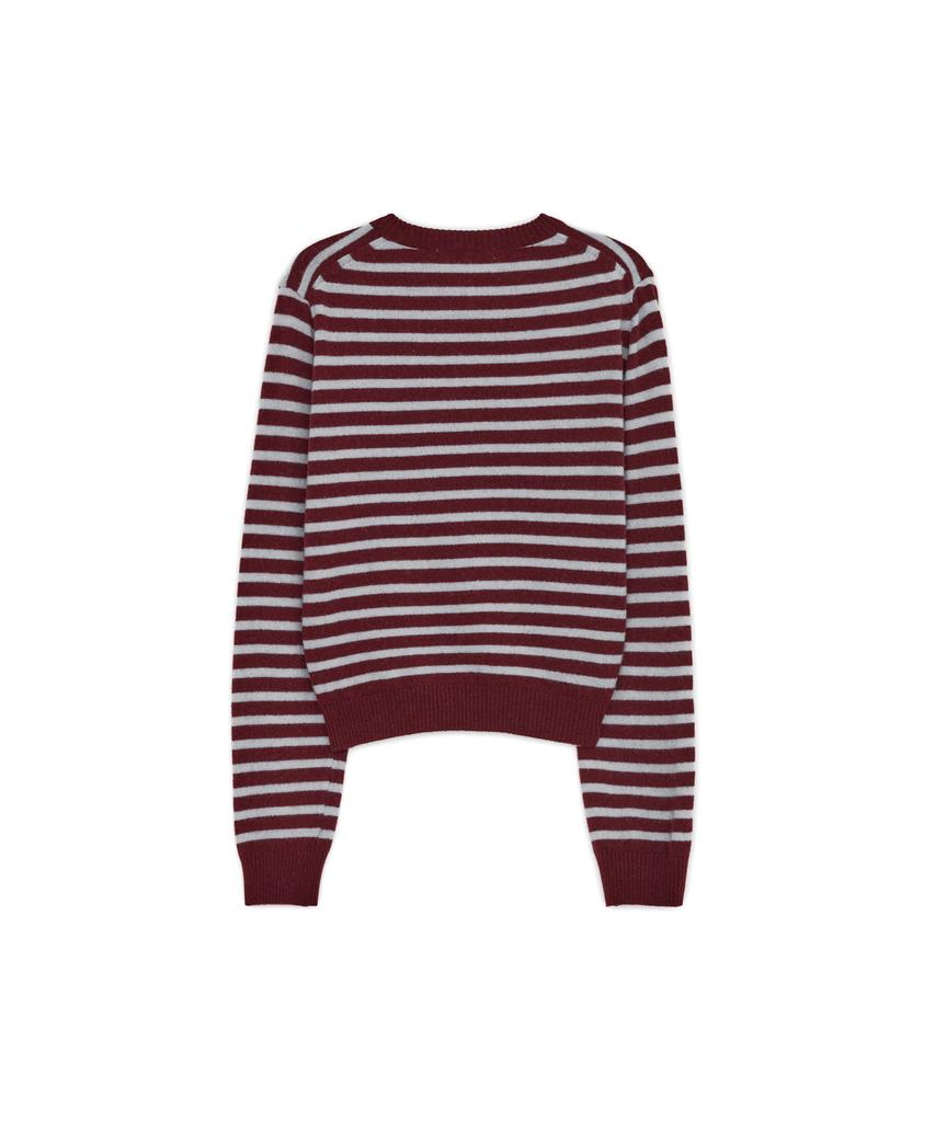 SUNBURNPROJECT Cashmere Stripe Round Cardigan, Burgundy