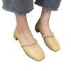 Women Casual Shoes And Winter Comfortable Fashion Low Heeled Leather Shoes Square Toe Shallow Mouth Women Canvas Shoes Casual