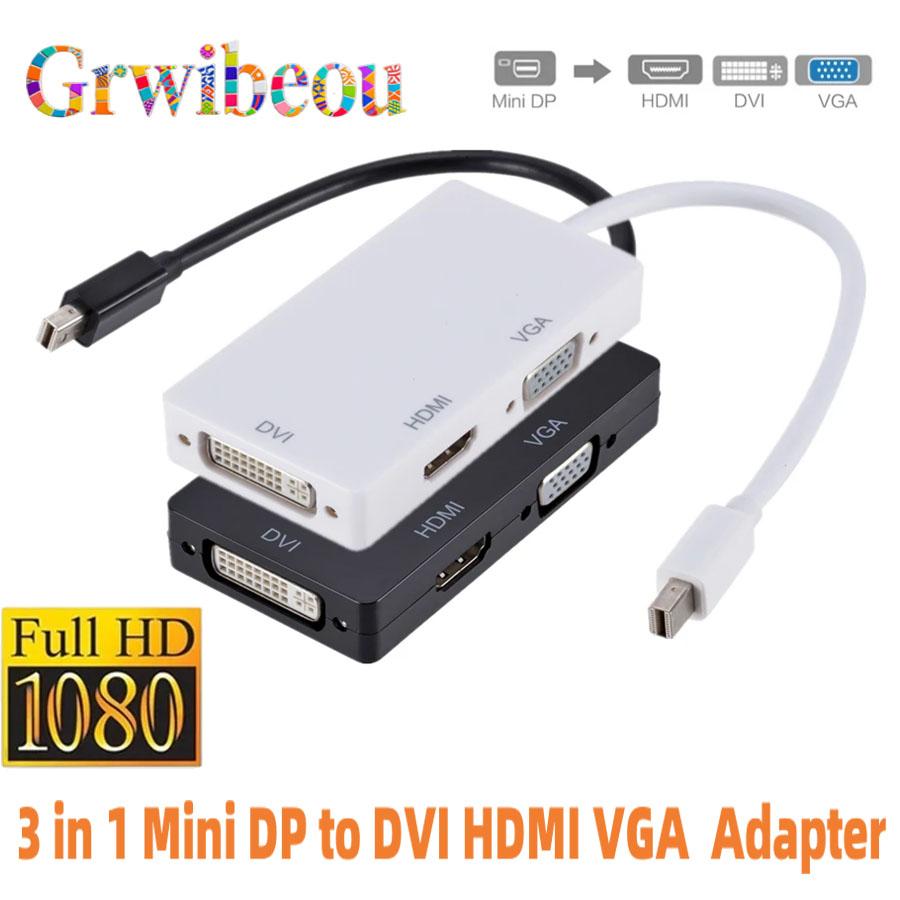 3 in 1 Mini Displayport DP Male to DVI HDMI VGA Audio Female Adapter Display Port Cable Converter For Computer Projector 4