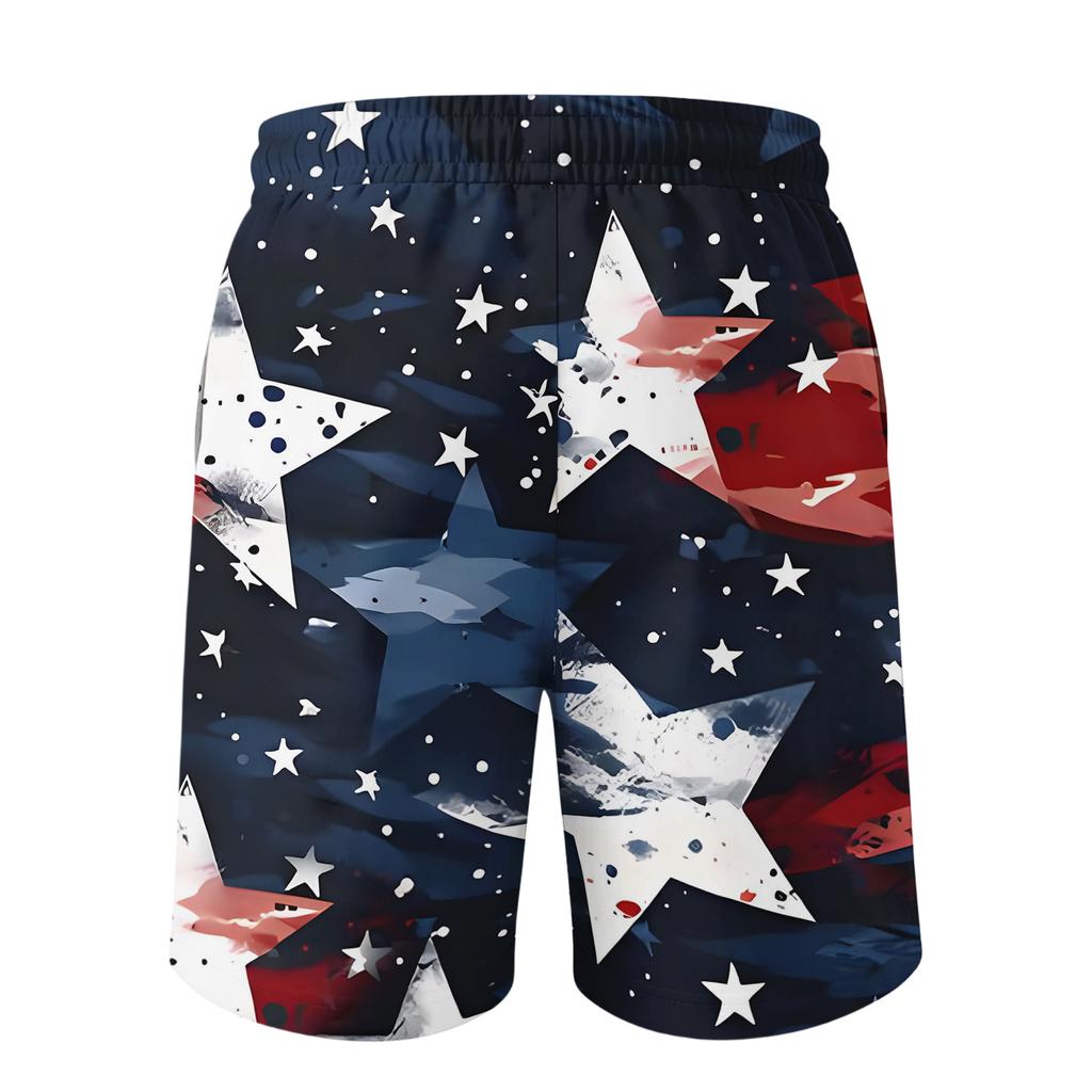 Men's Independence Day Printed Casual Drawstring Waist Shorts