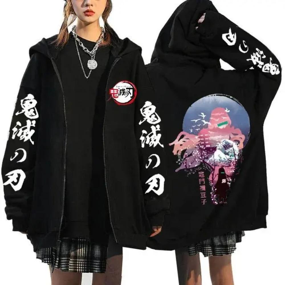 

Demon Slayer Hoodie Zip Up Jacket Men Women Anime Print Kamado Nezuko Streetwear Casual Sweatshirt Cosplay Y2k Top S