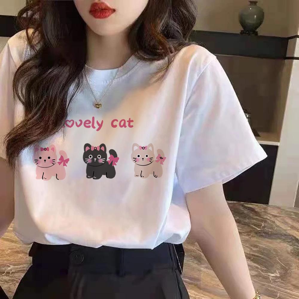 New Short-sleeved Shoulder Cotton Short-sleeved T-shirt Women's Fashion Versatile and Thin White Top Thin Summer