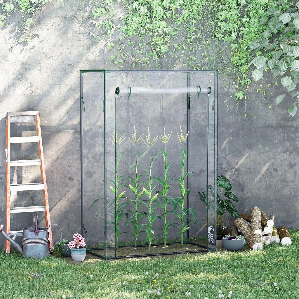 Foil Greenhouse with Door, Winter-Proof, Made of Steel, for Balcony, Garden, 100x50x150cm, for Tomatoes, Vegetables, Flowers, Plants, Transparent