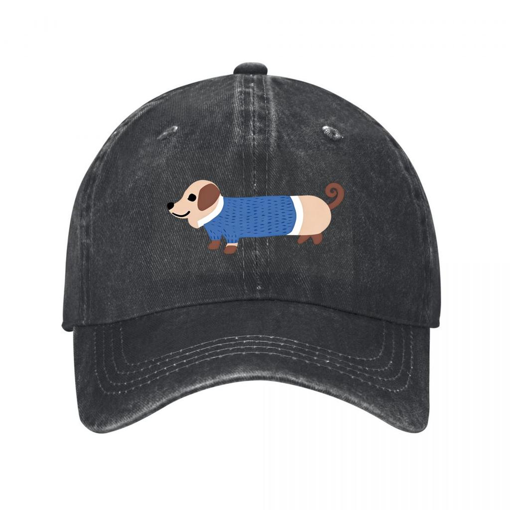 Black Vintage Baseball Cap With Dachshund New Vintage Washed Cotton Baseball Cap Parent Kids Sun Hats