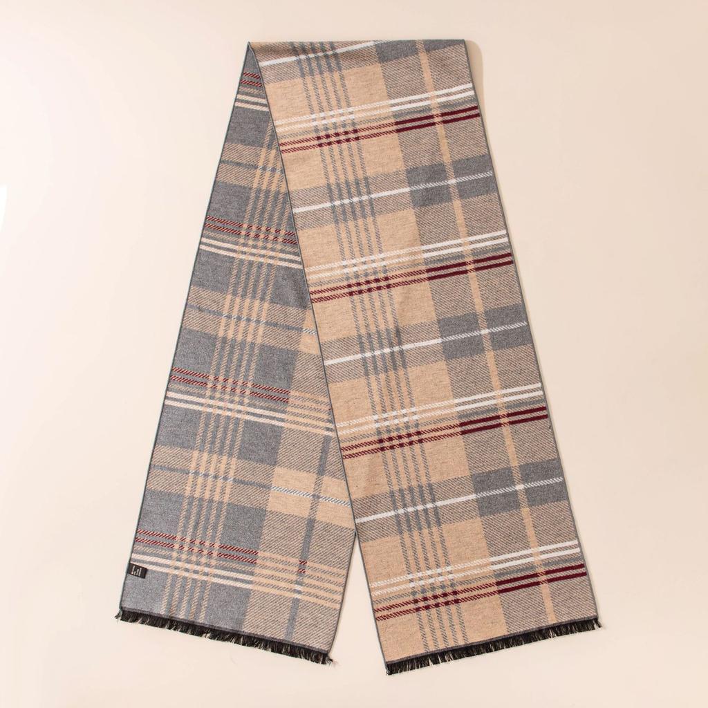Mulberry silk silk scarf high-end light luxury plaid men's and women's same scarf silk brushed long scarf commuter high-end silk scarf