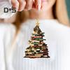 Christmas Tree Pendant Acrylic Tree Shape Book Cucumber Ornament Xmas Tree Hanging Decoration for Indoor Outdoor Winter Decor