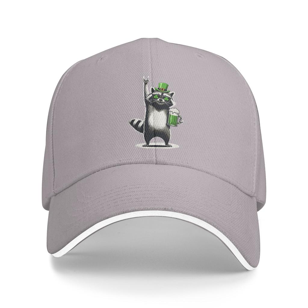 Raccoon St Patty's Shamrock Beer Funny St Patrick's Day Sun Baseball Cap  Spring Trendy Trucker Hat Men Outdoor Gym Snapback Cap