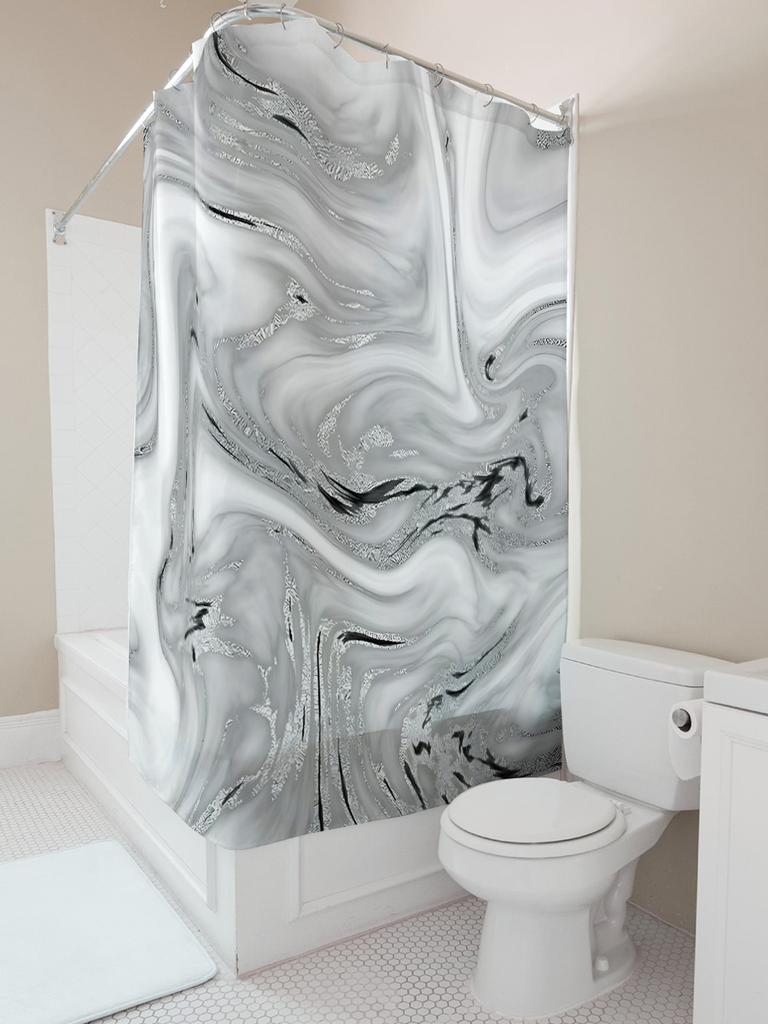Elegant Gray Marble Texture Shower Curtain Waterproof Anti-Mold Bathroom Curtain Creative Home Decor Elevate Space Easy-Clean