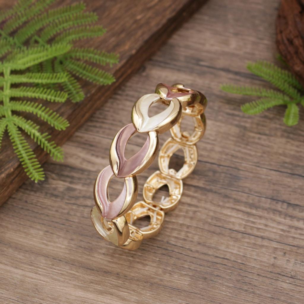 New enamel color hollow water drop elastic bracelet, women's simple and advanced water drop-shaped alloy bracelet