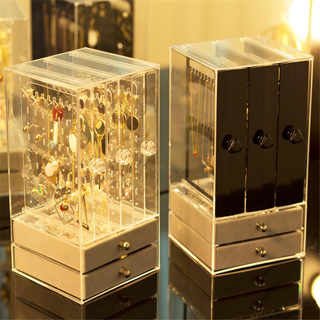 Transparent Makeup Cosmetics Jewelry Organizer Clear Lipstick Cosmetic Brush Box