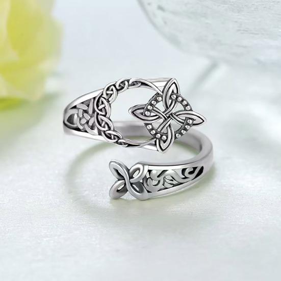 Celtic Knot Ring Women Open Middle Finger Knuckle Thumb Ring Retro Irish Knot Jewelry Birthday Gift for Her Sister Friend