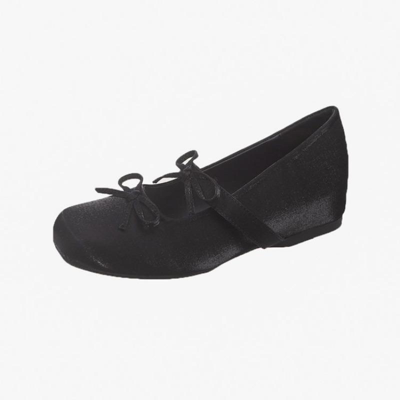 College Style Light Mouth Bow Mary Jane Shoes New Flat Single Shoes with Skirt Fashion Ballet Shoes