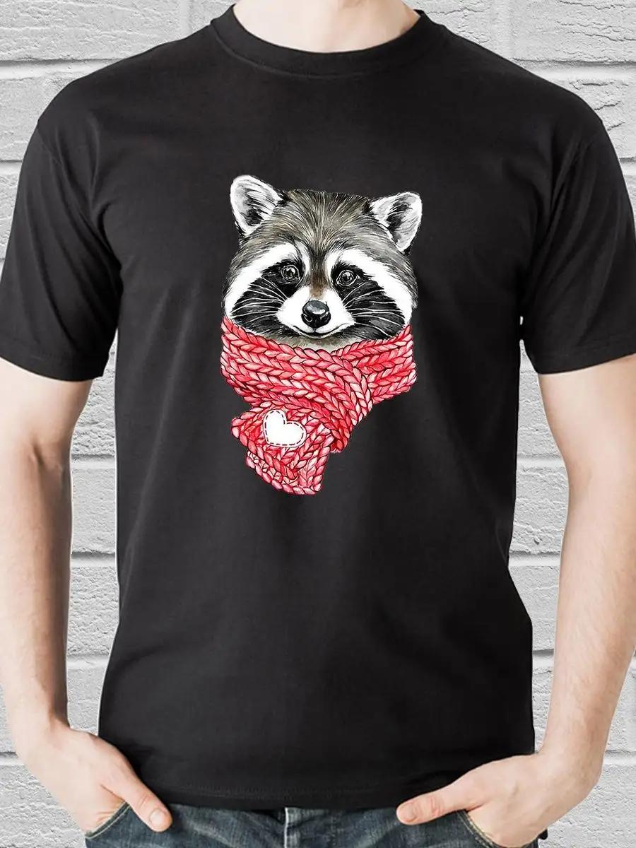 Raccoon in a scarf T-shirt 2XL