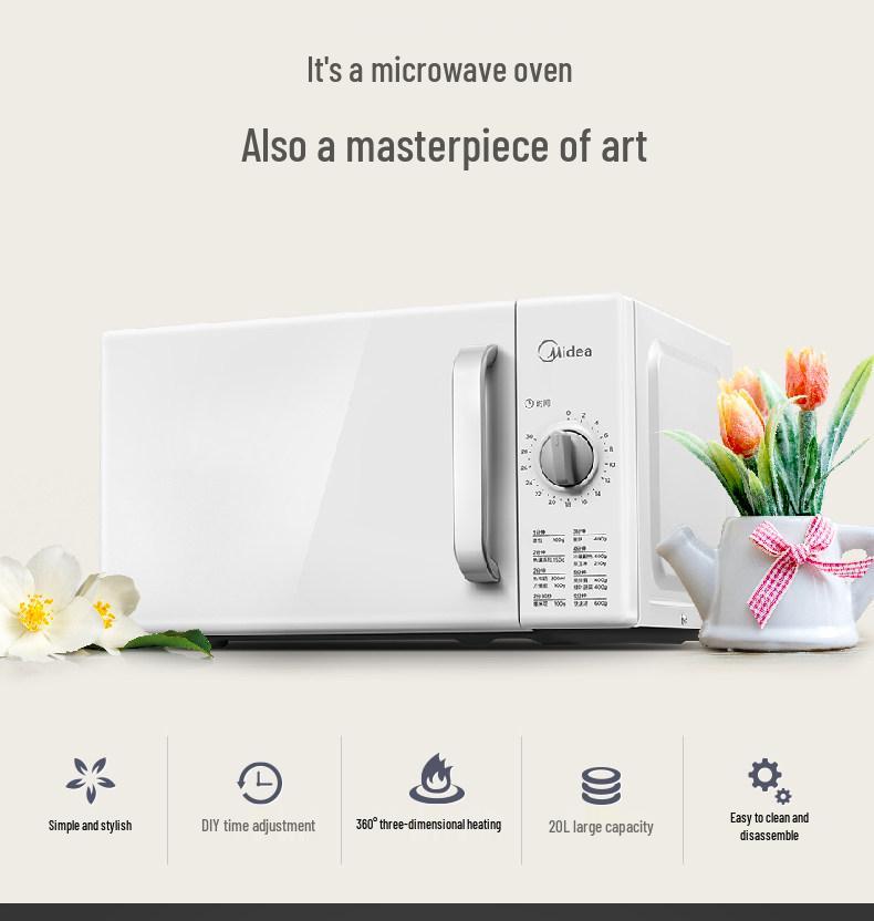 Midea M100/PM2000 20L Mini Turntable Mechanical Microwave Oven