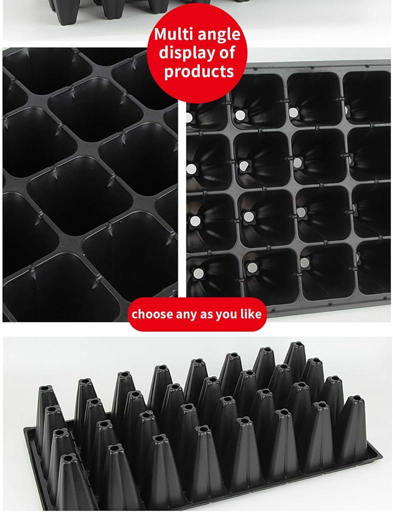 200-Cell Seedling Tray Set Black 5PCS