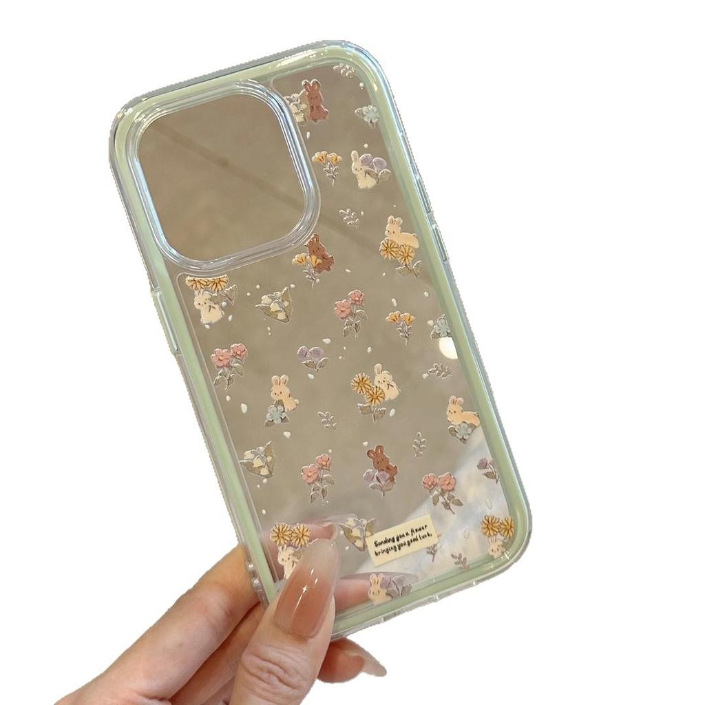 Dziewczęcy kwiatowy słodki mały króliczek odpowiedni dla IPhone16promax Apple 15 etui na telefon komórkowy 14 nowy model