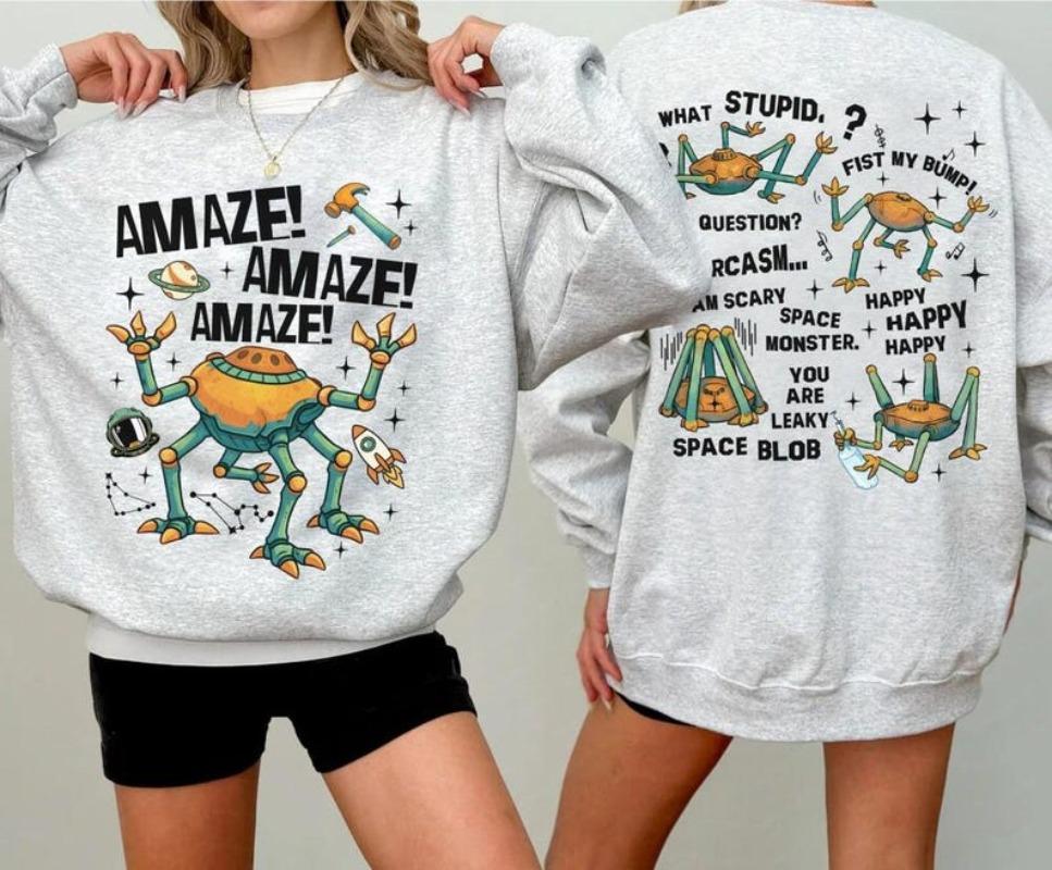 Funny Amaze Amaze Amaze Round-neck Sweatshirt Hail Mary Book Sweatshirt Retro Alien Long Sleeve Sci Fi Lovers Gift Funny Shirt