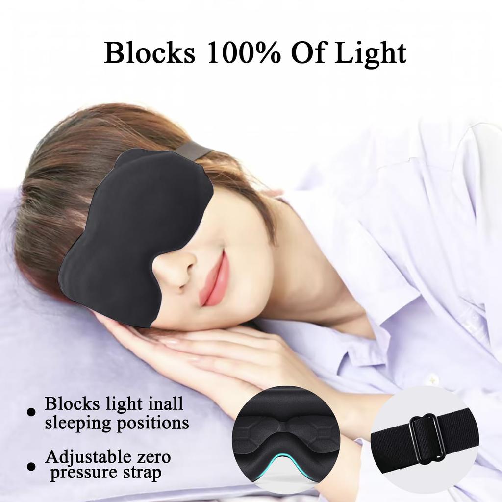 Blackout Sleep Mask for Women & Men - Sleeping Mask Zero Eye Pressure Super Soft & Comfortable with Adjustable Strap