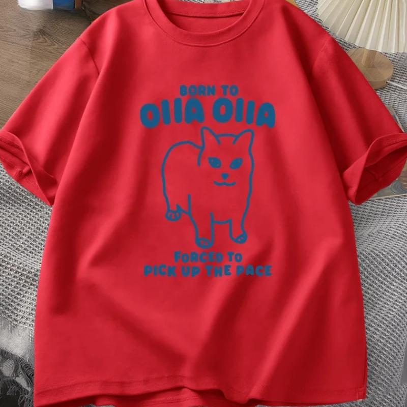 

Футболки Born To OIIA с вращающимся котом, забавные ретро футболки с животными, женская футболка с коротким рукавом в стиле 90-х, графические футболки Харадзюку, уличная одежда 4XL