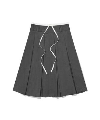 Moa Laced Pleated Midi Skirt (Gray)