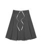Moa Laced Pleated Midi Skirt (Gray)