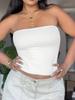 Plus Size Strapless Slim-Fit Tank Top - Solid Color