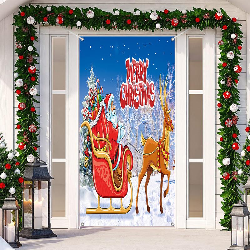 

Різдво двері прикраса вішалка наклейка гобелен декор фон тканина Веселого Різдва банер 90x200 cm