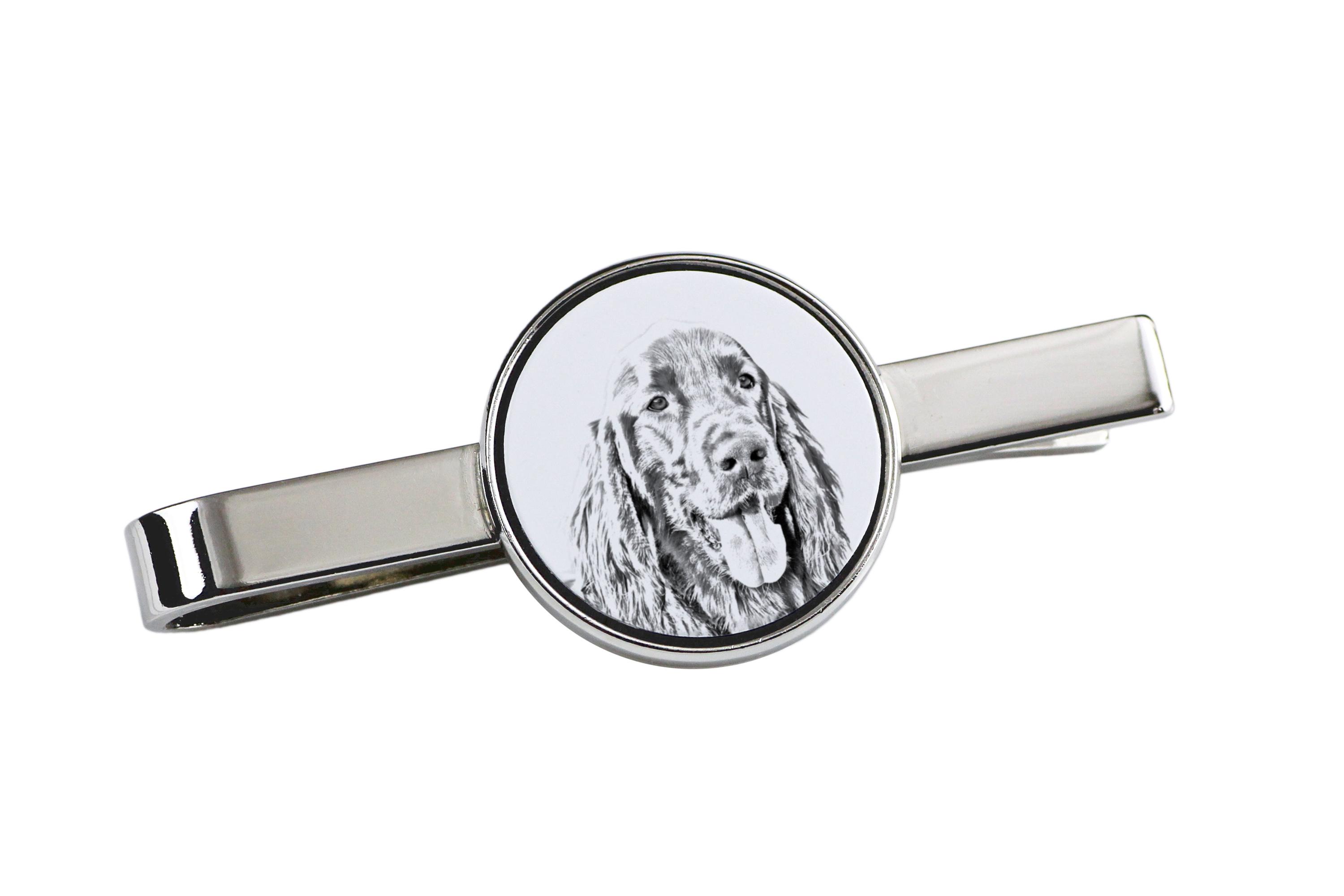 

English setter, Lawerack, Laverack I - tie clip with a dog, personalized tie clip, a unique gift for a man from the Art-Dog brand срібний