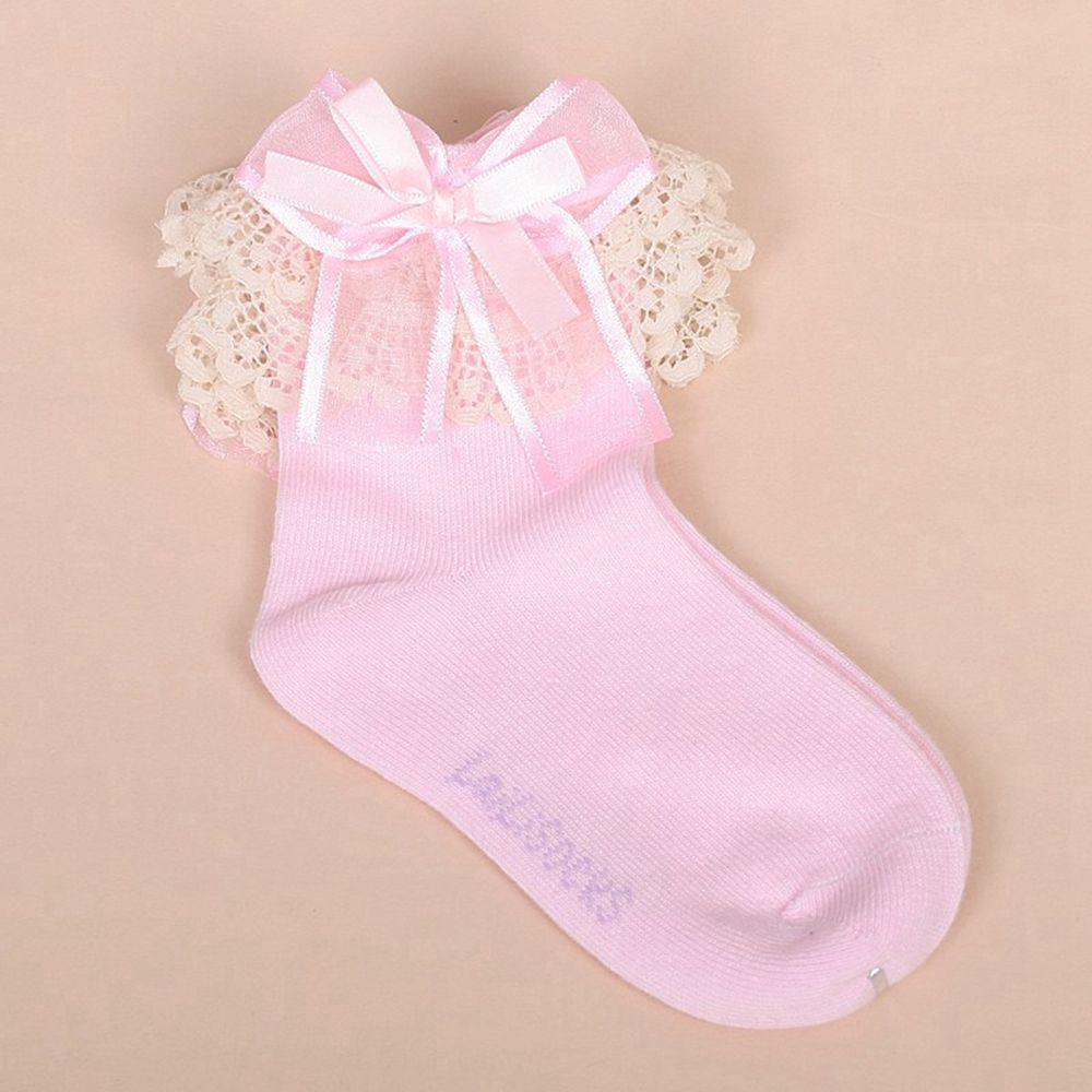 Fashion Short Sweet Baby Girls Lace Frilly Ruffle Princess Socks Big Bow Cotton