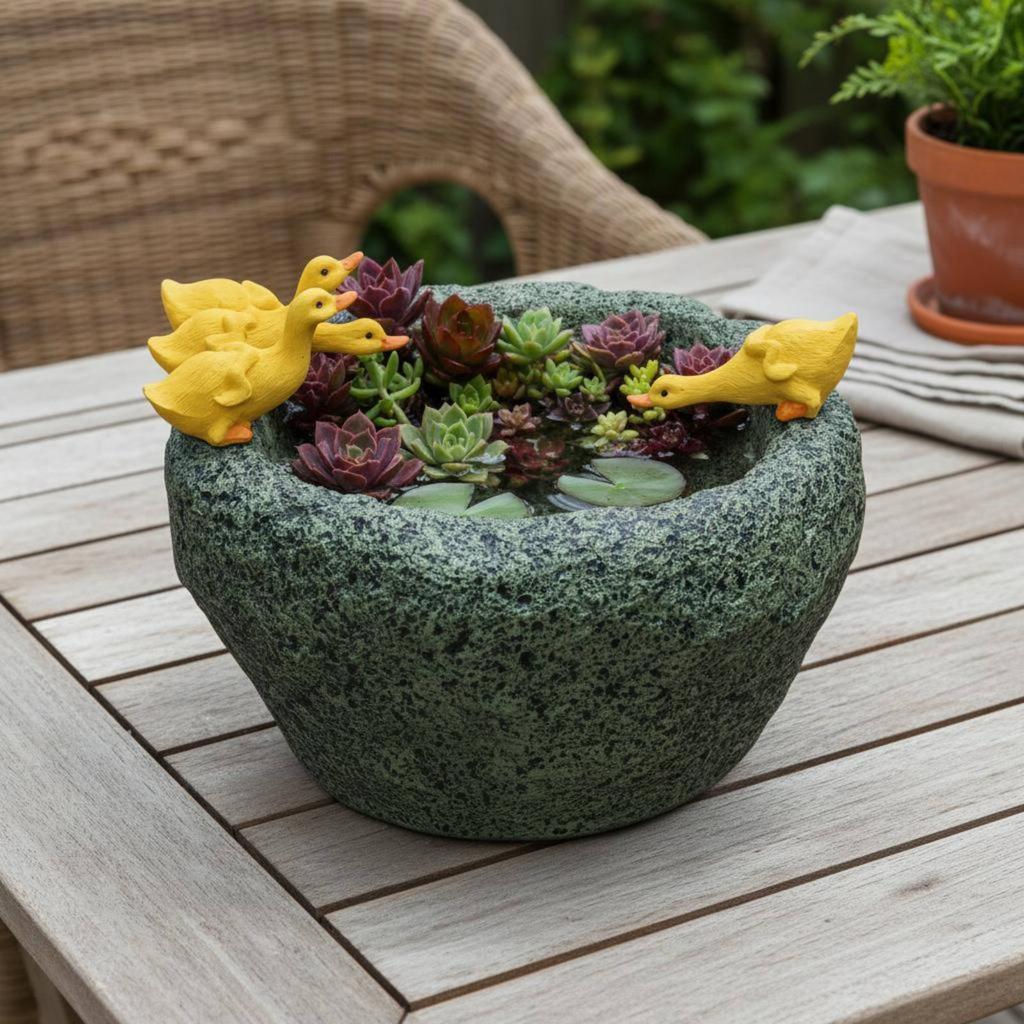 Wasservogel Figur Pflanzgefäß Kreatives Design Kunststein Wasservogel Topf Harz Stein Rinne Anti-Rutsch-Boden Gartendekoration