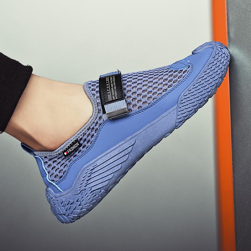 

2024 летние мужские дышащие сетчатые туфли, мужская обувь, спортивная трендовая спортивная обувь с сеткой для отдыха 39 синий
