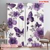 2pcs,2D Plane Printing Popular Curtain Panels Purple Flutterings Polyester (without Rod) Versatile All Perfect for Kitchen