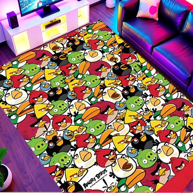 Angry Birds Print Rug, Washable Floor Carpet, For Entryway Dorm Laundry Room Office Study, Home Decor Birthday Christmas Gift