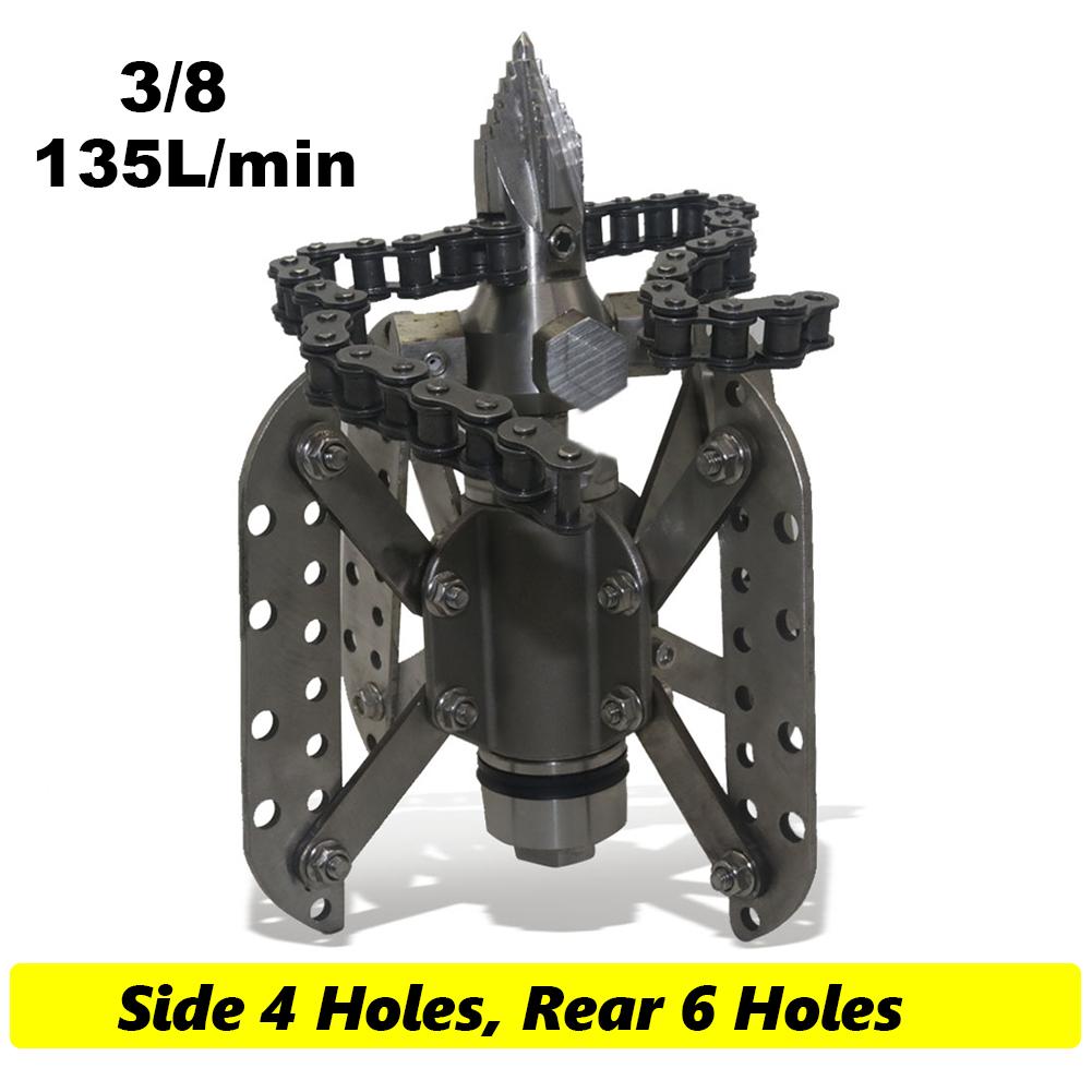 3/8 крылатая вращающаяся распылительная головка с шипами, боковые 4 отверстия, задние 6 отверстий, вращающаяся цепная насадка, 4-крыло, вращающаяся насадка высокого давления, 135 л