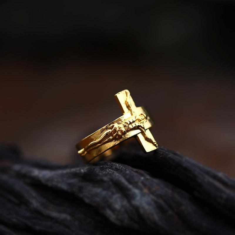 Beier Neue Mode 316L Edelstahl Jesus Kreuz Ring Hohe Qualität Religiöser Herrenring Punk Stil Mode Geschenk LLBR8-134R