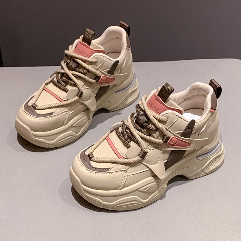 Fashion Cross Lace Up Platform Sneakers for Women Fashion Mix Color Chunky Vulcanized Shoes Woman 2025 Thick Bottom Sports Shoes Female