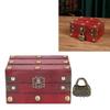 Vintage Wooden Storage Box 145x120x85mm Multifunctional Decorative Treasure Chest Box with 3 Bit Lock