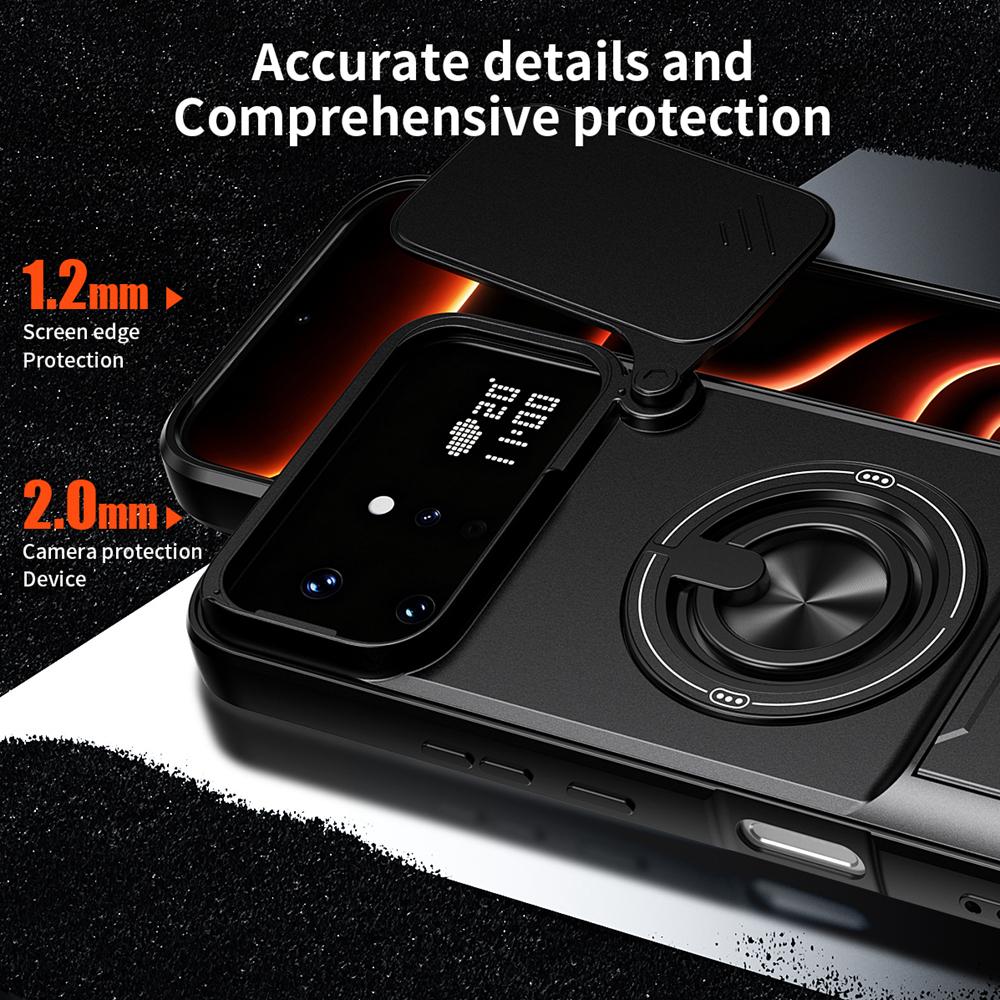 KEYSION Magnetic Phone Case for Infinix Note 60 Ultra 5G Slide Camera Protection Upright Stand 360° Ring Shockproof Back Cover