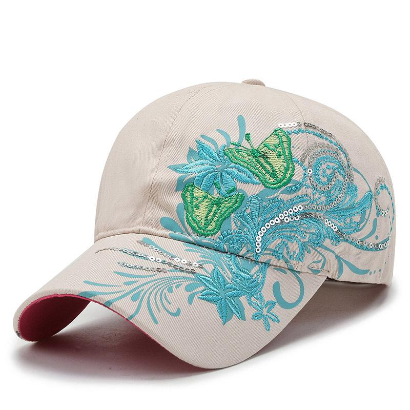 Spring and summer outdoor travel cap universal dome baseball cap embroidered floral decoration sunshade sun protection cap