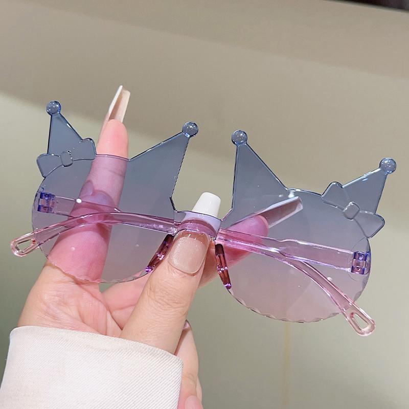 1/8 Pcs Rimless Kitten Shaped Sunglasses for Girls New Gradient Multi-color Decor Sun Glasses Cute Candy Color Kids Shades