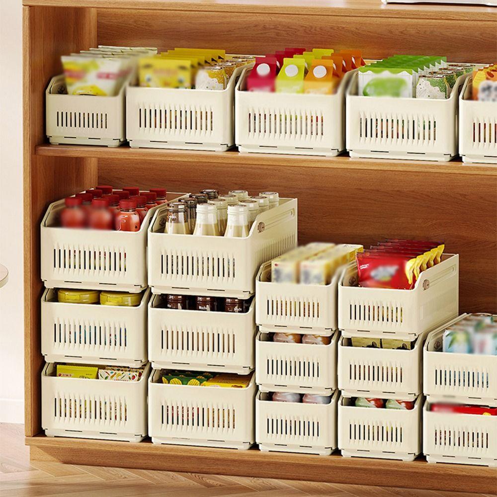 Stackable Cabinet Pull Out Organizer Adjustable Desk Drawer Organizer Retractable Snack Storage Box For Pantry Kitchen Bedroom