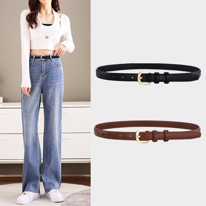 Ceinture en cuir synthétique pour femme, boucle en métal, décontractée, simple, décorative, idéale pour un jean, un pantalon ou une robe, cadeau idéal