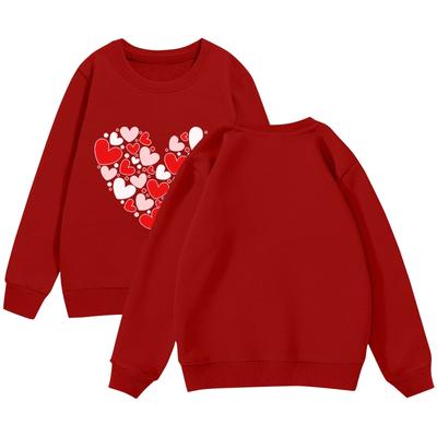 Valentine's Day Girls Round Neck Pullovers For Kids Printed Baby Tops