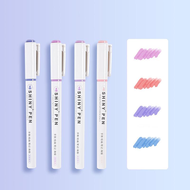 4 Pcs/Set Glitter Highlighters Pen Fine Flash Marker Pen Painting Pen For Scrapbook Diary Journal Student Stationery Supply Tool